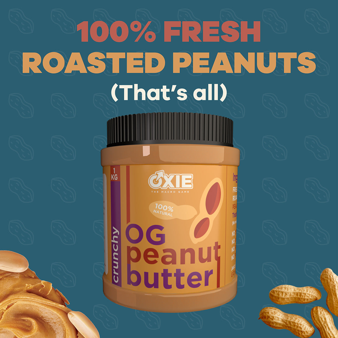 original peanut butter I oxie nutrition I peanut butter I protein peanut butter I weight gain peanut butter I peanut butter with protein I roasted peanut butter